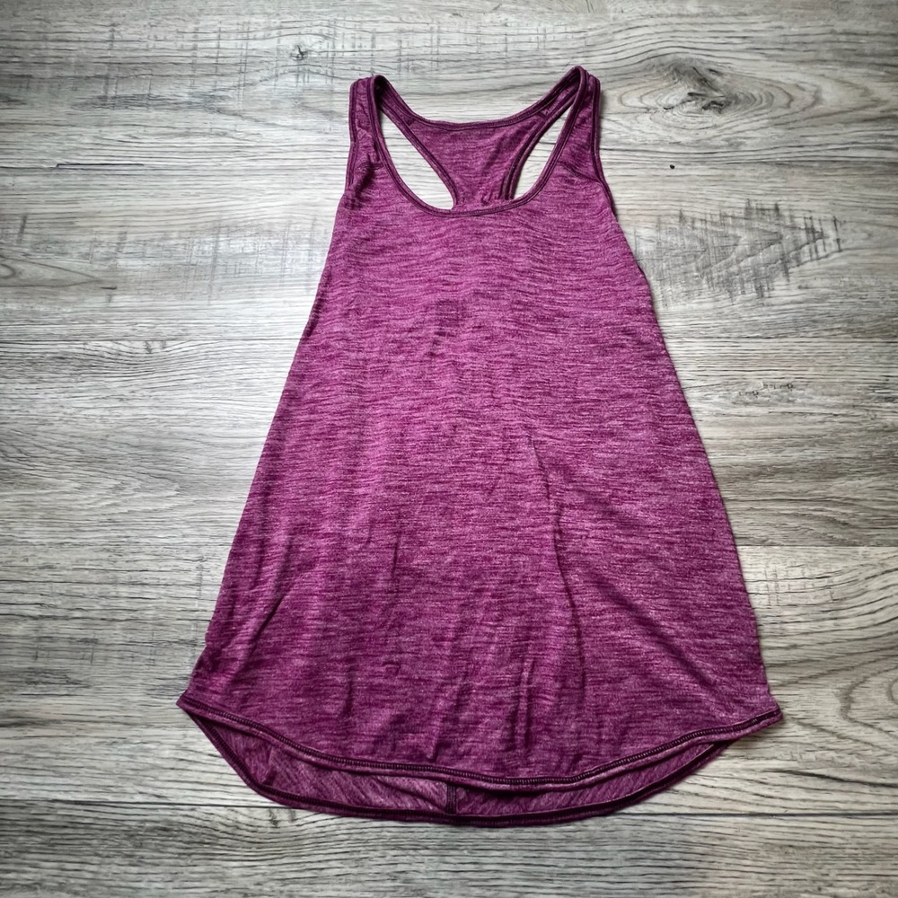 Lululemon Tank Top Womens 4 Purple Heathered Twist Back Racerback‎ Yoga AH37